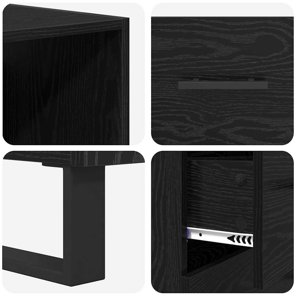 vidaXL Buffet haut noir aspect chêne 69,5 x 34 x 180 cm Bois d'ingénierie