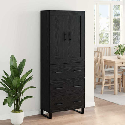 vidaXL Buffet haut noir aspect chêne 69,5 x 34 x 180 cm Bois d'ingénierie