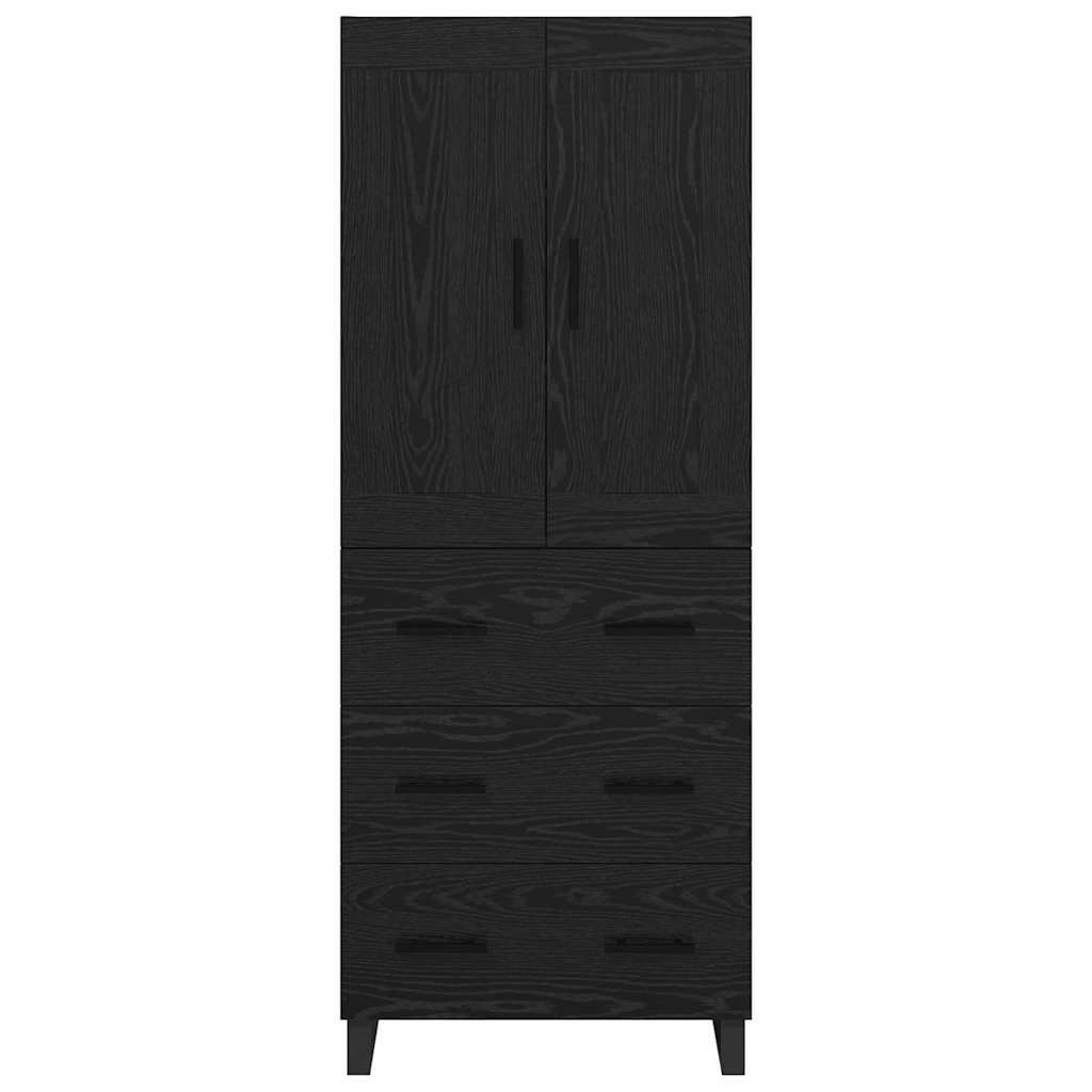 vidaXL Buffet haut noir aspect chêne 69,5 x 34 x 180 cm Bois d'ingénierie
