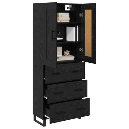 vidaXL Buffet haut noir aspect chêne 69,5 x 34 x 180 cm Bois d'ingénierie