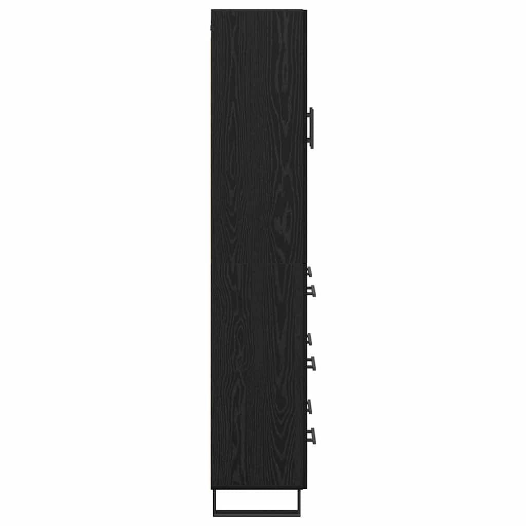 vidaXL Buffet haut noir aspect chêne 69,5 x 34 x 180 cm Bois d'ingénierie