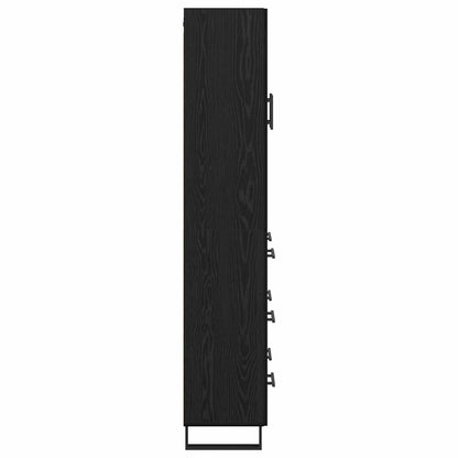 vidaXL Buffet haut noir aspect chêne 69,5 x 34 x 180 cm Bois d'ingénierie