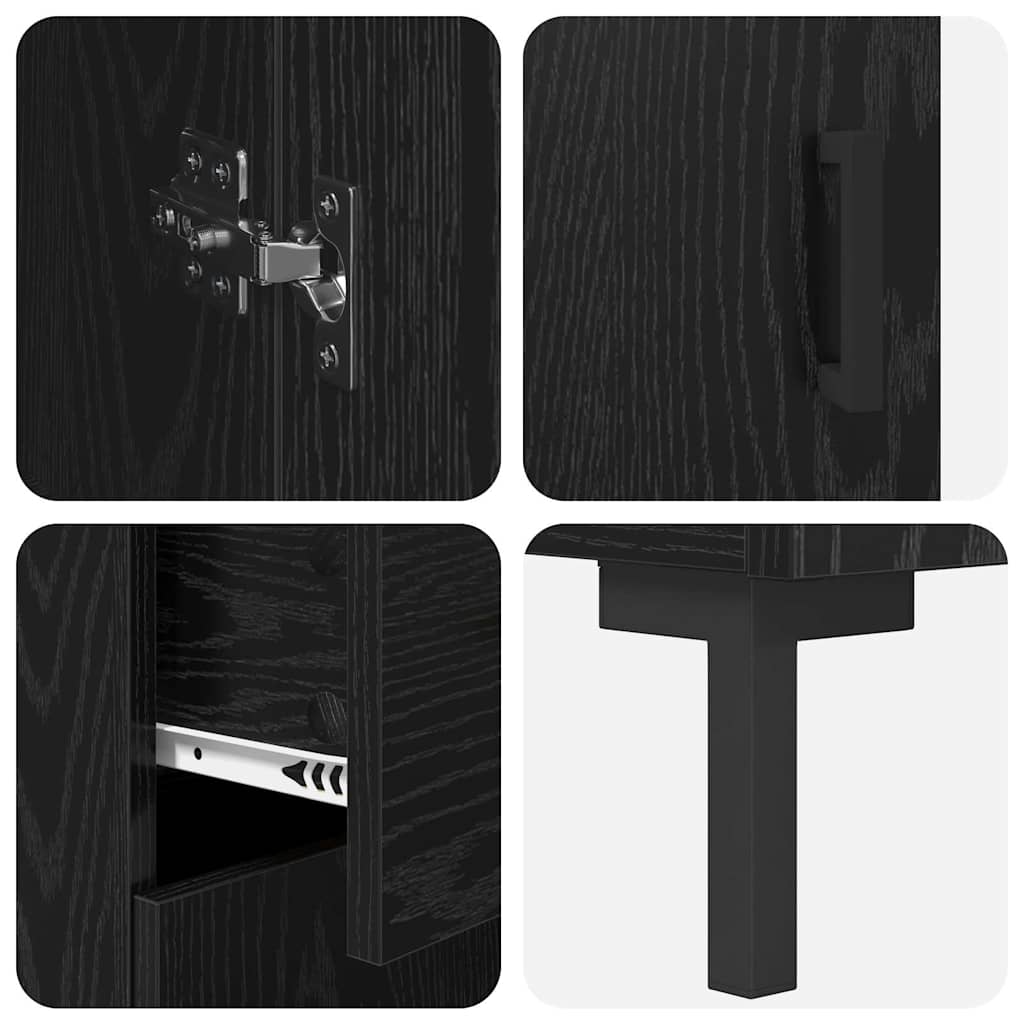 vidaXL Highboard 2 pcs Noir aspect chêne Bois d'ingénierie