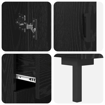 vidaXL Highboard 2 pcs Noir aspect chêne Bois d'ingénierie