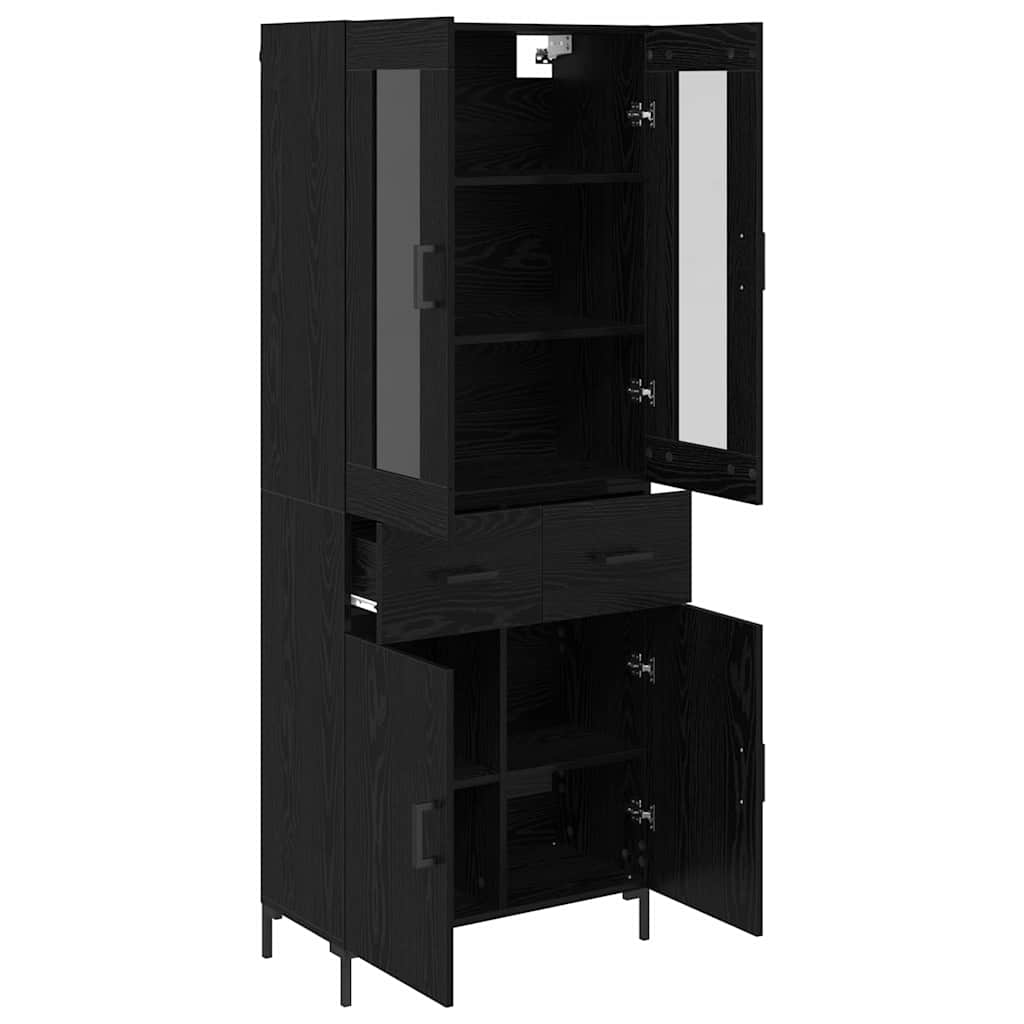 vidaXL Highboard 2 pcs Noir aspect chêne Bois d'ingénierie