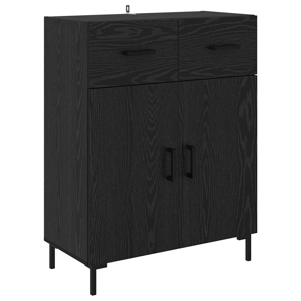 vidaXL Highboard 2 pcs Noir aspect chêne Bois d'ingénierie