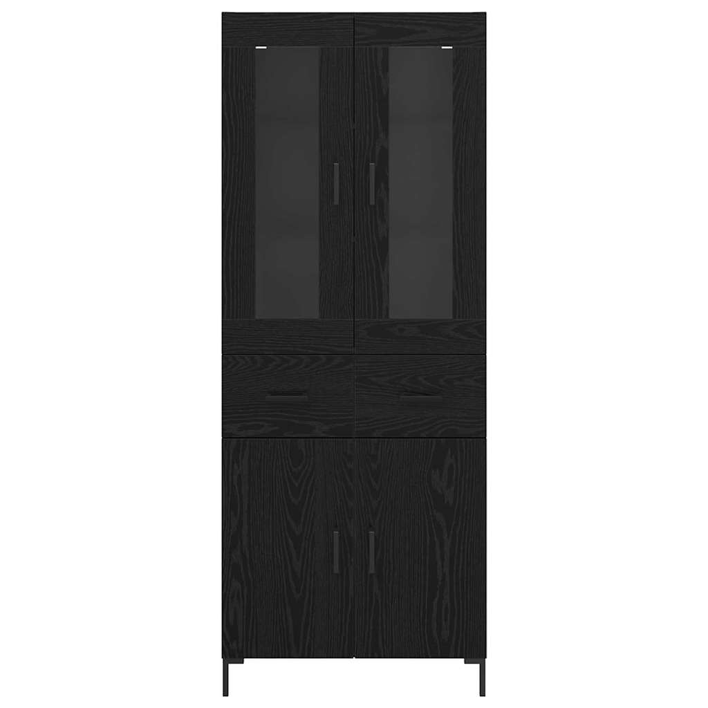 vidaXL Highboard 2 pcs Noir aspect chêne Bois d'ingénierie