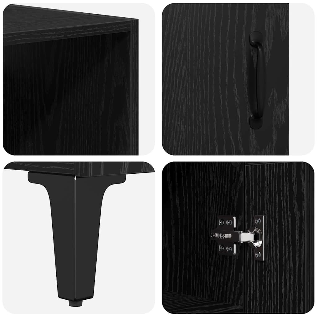 vidaXL Buffet haut noir aspect chêne 69,5 x 34 x 180 cm Bois d'ingénierie