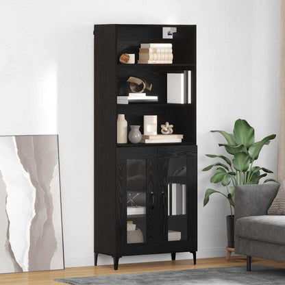 vidaXL Buffet haut noir aspect chêne 69,5 x 34 x 180 cm Bois d'ingénierie