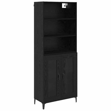 vidaXL Buffet haut noir aspect chêne 69,5 x 34 x 180 cm Bois d'ingénierie