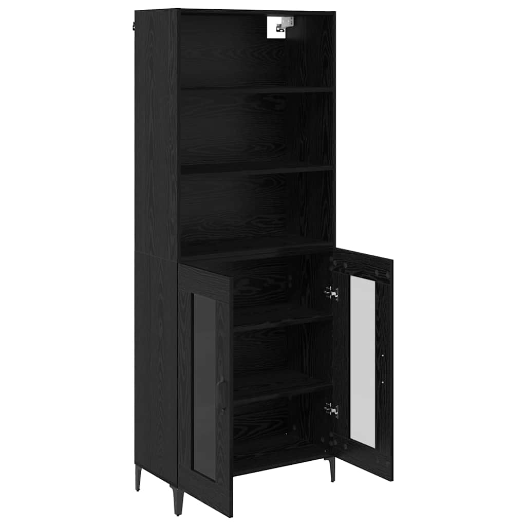 vidaXL Buffet haut noir aspect chêne 69,5 x 34 x 180 cm Bois d'ingénierie