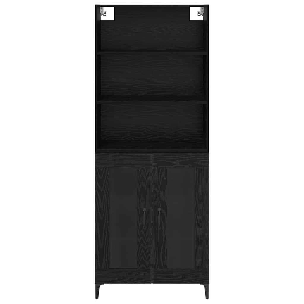vidaXL Buffet haut noir aspect chêne 69,5 x 34 x 180 cm Bois d'ingénierie