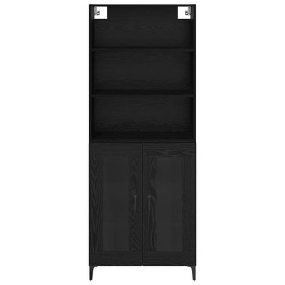 vidaXL Buffet haut noir aspect chêne 69,5 x 34 x 180 cm Bois d'ingénierie