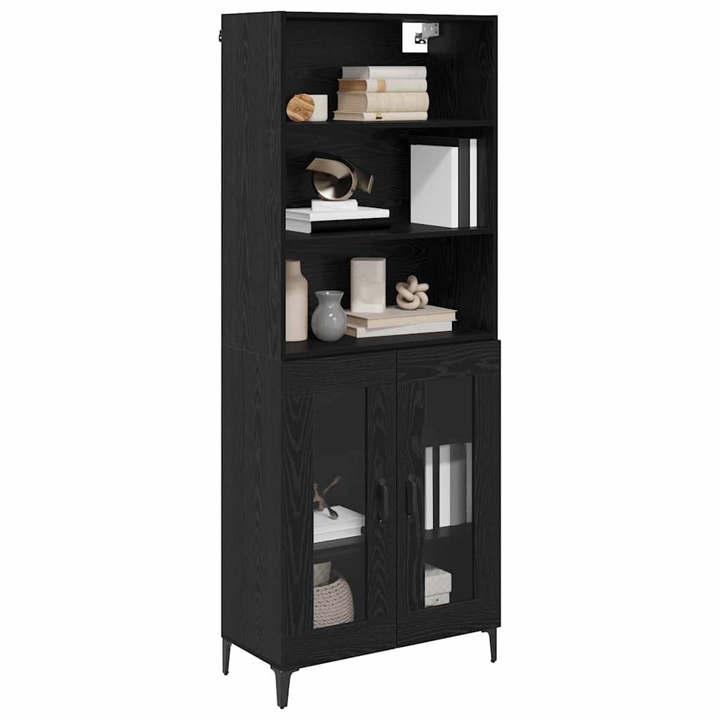 vidaXL Buffet haut noir aspect chêne 69,5 x 34 x 180 cm Bois d'ingénierie