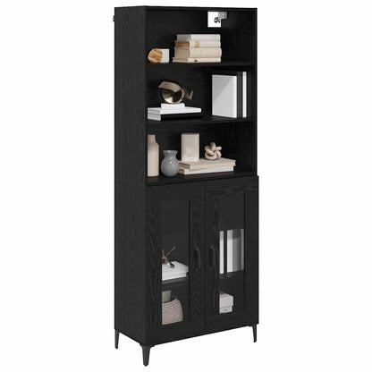 vidaXL Buffet haut noir aspect chêne 69,5 x 34 x 180 cm Bois d'ingénierie