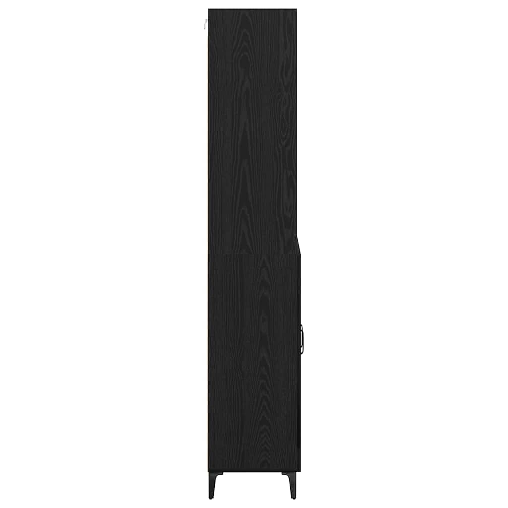 vidaXL Buffet haut noir aspect chêne 69,5 x 34 x 180 cm Bois d'ingénierie