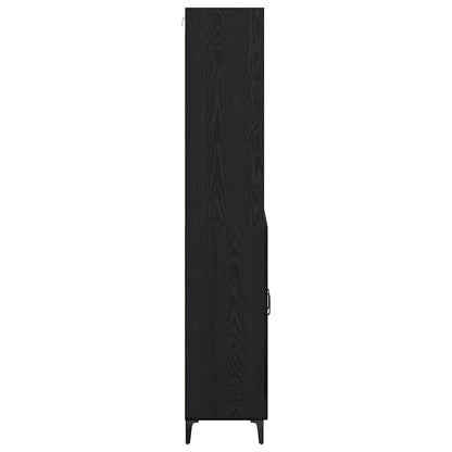 vidaXL Buffet haut noir aspect chêne 69,5 x 34 x 180 cm Bois d'ingénierie