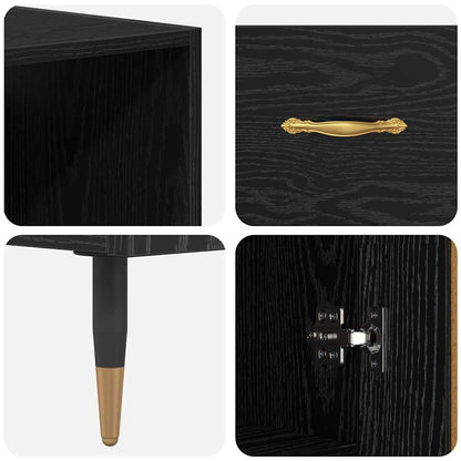 Highboard Schwarz Eichen-Optik 69,5 x 34 x 180 cm Holzwerkstoff