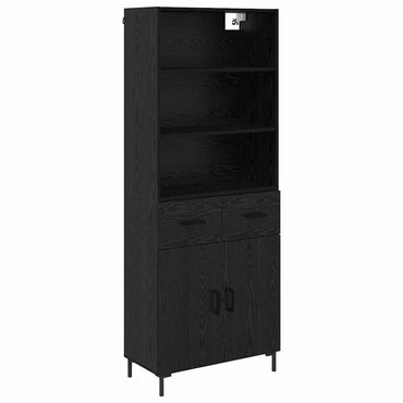 vidaXL Buffet haut noir aspect chêne 69,5 x 34 x 180 cm Bois d'ingénierie