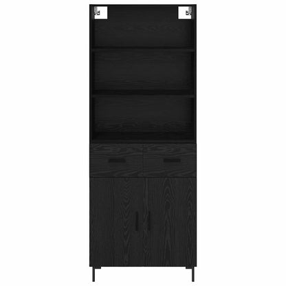Highboard Schwarz Eichen-Optik 69,5 x 34 x 180 cm Holzwerkstoff