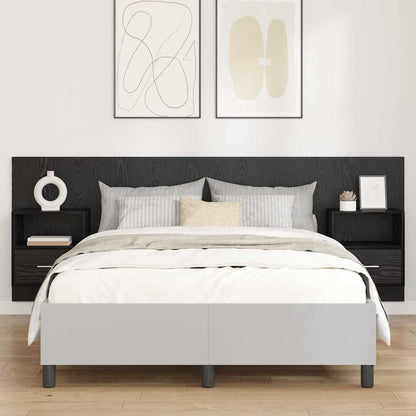 vidaXL Tête de lit avec armoire 3 pcs Noir aspect chêne Bois d'ingénierie