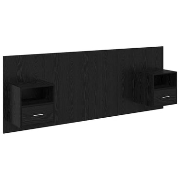vidaXL Tête de lit avec armoire 3 pcs Noir aspect chêne Bois d'ingénierie