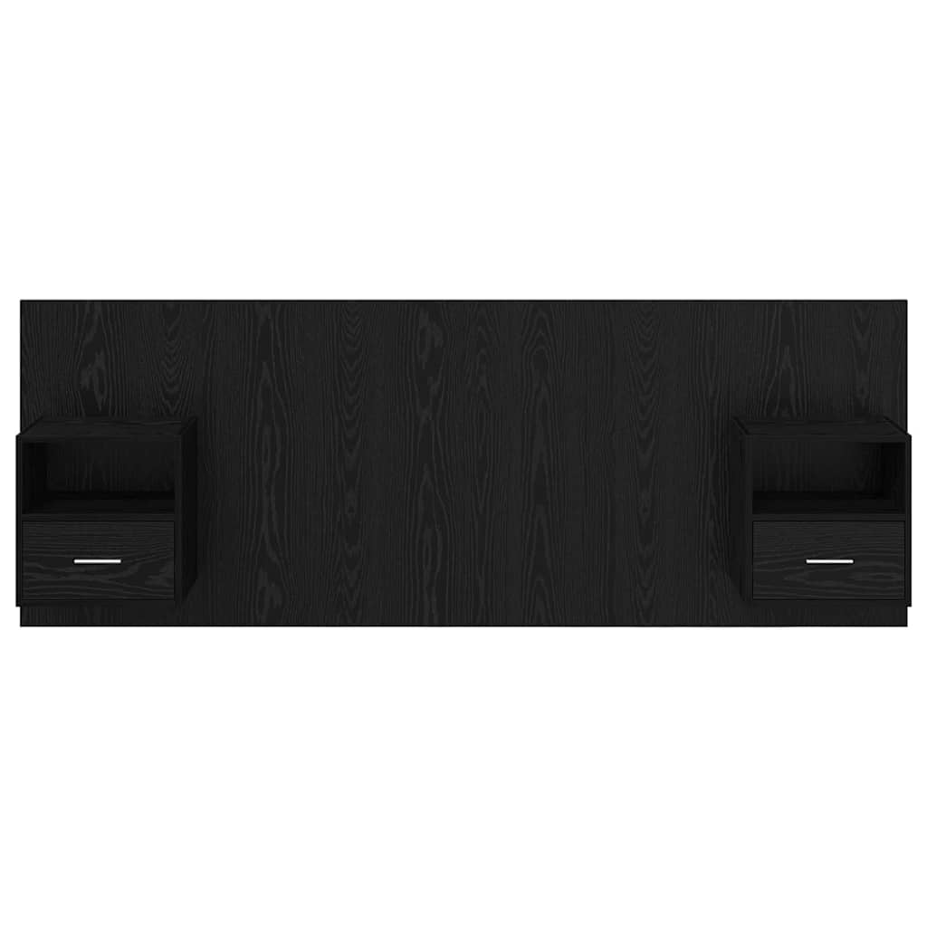 vidaXL Tête de lit avec armoire 3 pcs Noir aspect chêne Bois d'ingénierie