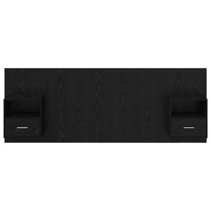 vidaXL Tête de lit avec armoire 3 pcs Noir aspect chêne Bois d'ingénierie