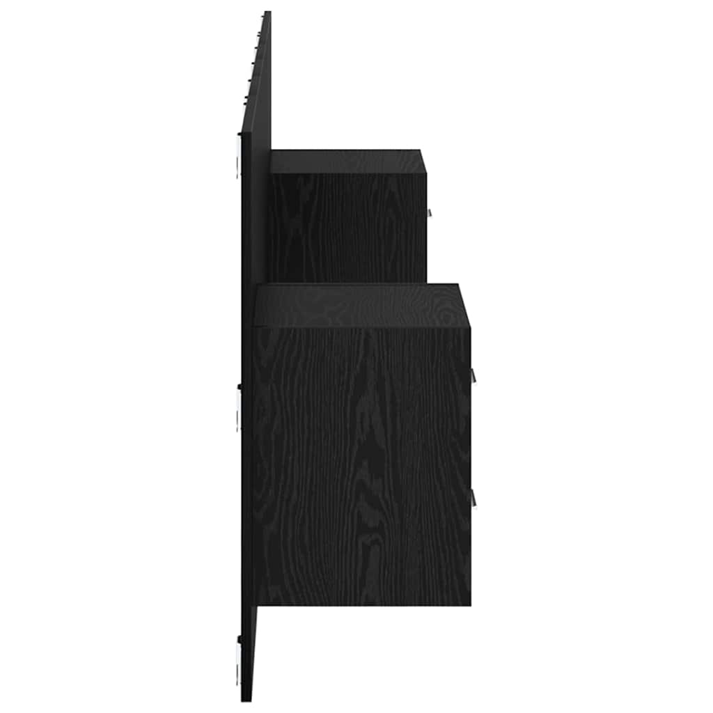 vidaXL Tête de lit avec armoire 3 pcs Noir aspect chêne Bois d'ingénierie