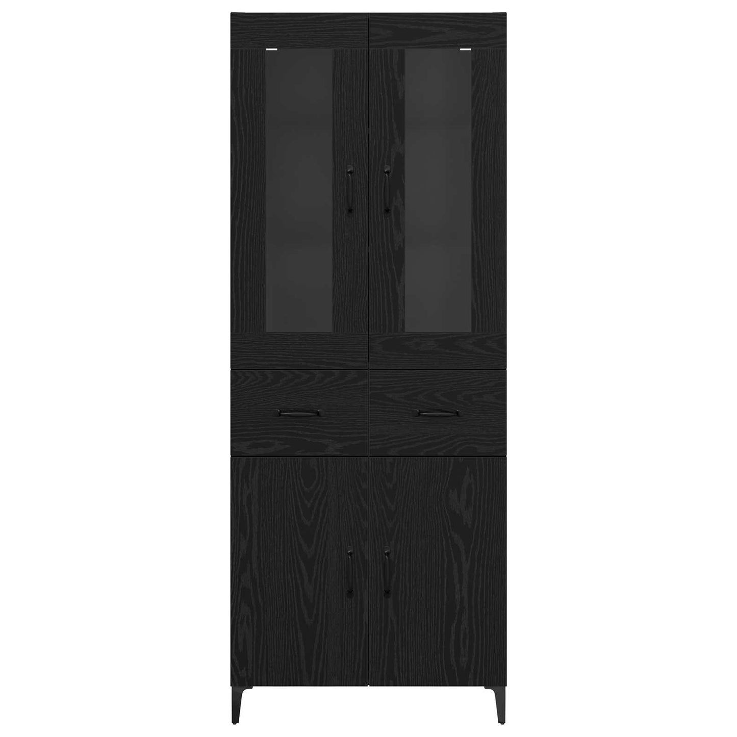 vidaXL Buffet haut noir aspect chêne 69,5 x 34 x 180 cm Bois d'ingénierie