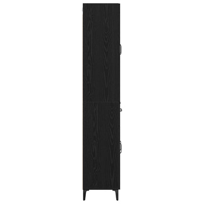 vidaXL Buffet haut noir aspect chêne 69,5 x 34 x 180 cm Bois d'ingénierie