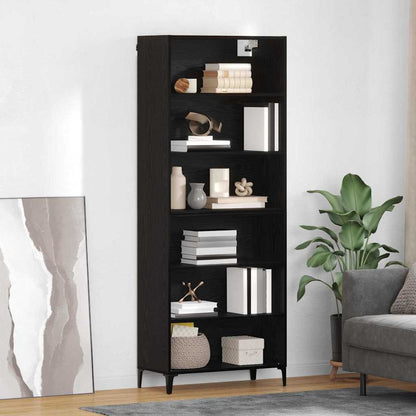 vidaXL Buffet haut noir aspect chêne 69,5 x 34 x 180 cm Bois d'ingénierie