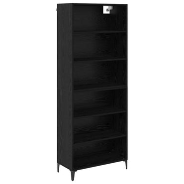 vidaXL Buffet haut noir aspect chêne 69,5 x 34 x 180 cm Bois d'ingénierie