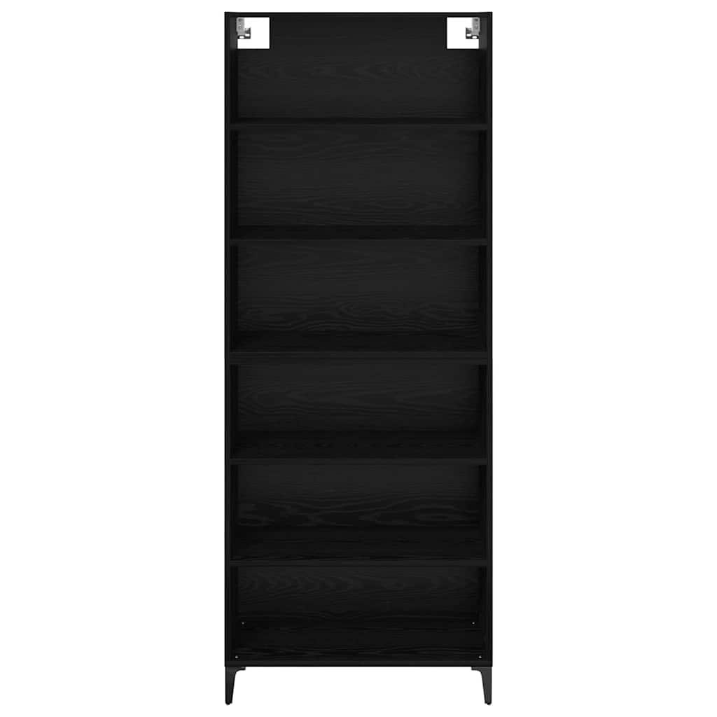 vidaXL Buffet haut noir aspect chêne 69,5 x 34 x 180 cm Bois d'ingénierie