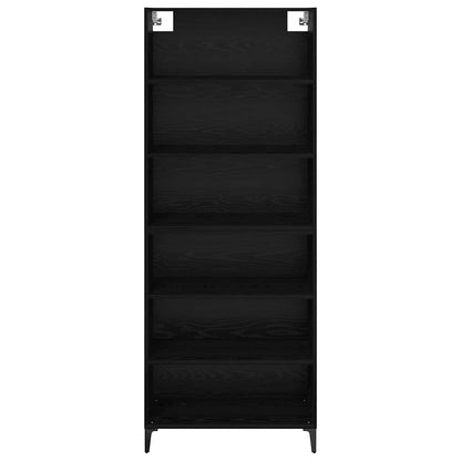 vidaXL Buffet haut noir aspect chêne 69,5 x 34 x 180 cm Bois d'ingénierie