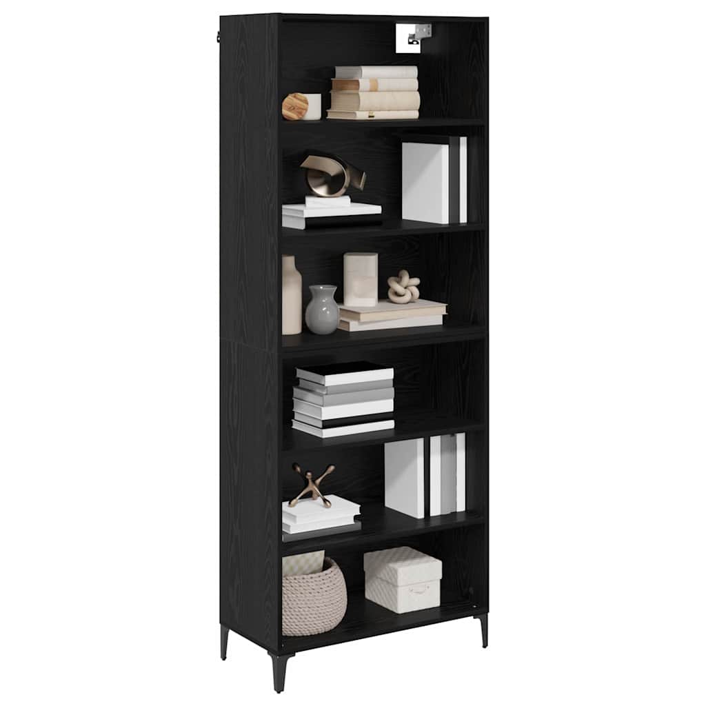 vidaXL Buffet haut noir aspect chêne 69,5 x 34 x 180 cm Bois d'ingénierie