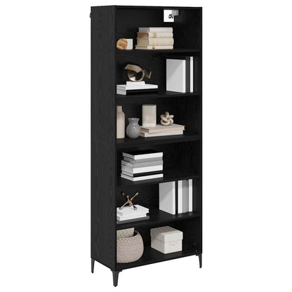 vidaXL Buffet haut noir aspect chêne 69,5 x 34 x 180 cm Bois d'ingénierie