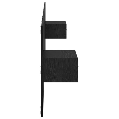 Kopfteil mit Schrank 3 pcs Schwarz Eichen-Optik Holzwerkstoff