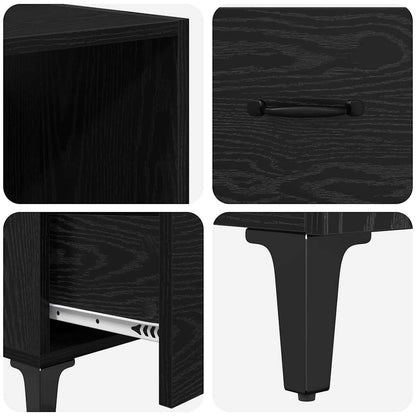 Highboard Schwarz Eichen-Optik 69,5 x 34 x 180 cm Holzwerkstoff