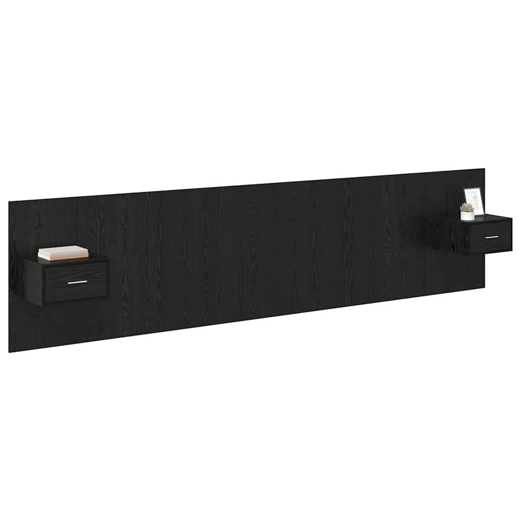 vidaXL Kopfteil mit Schrank 3 pcs Schwarz Eichen-Optik Holzwerkstoff