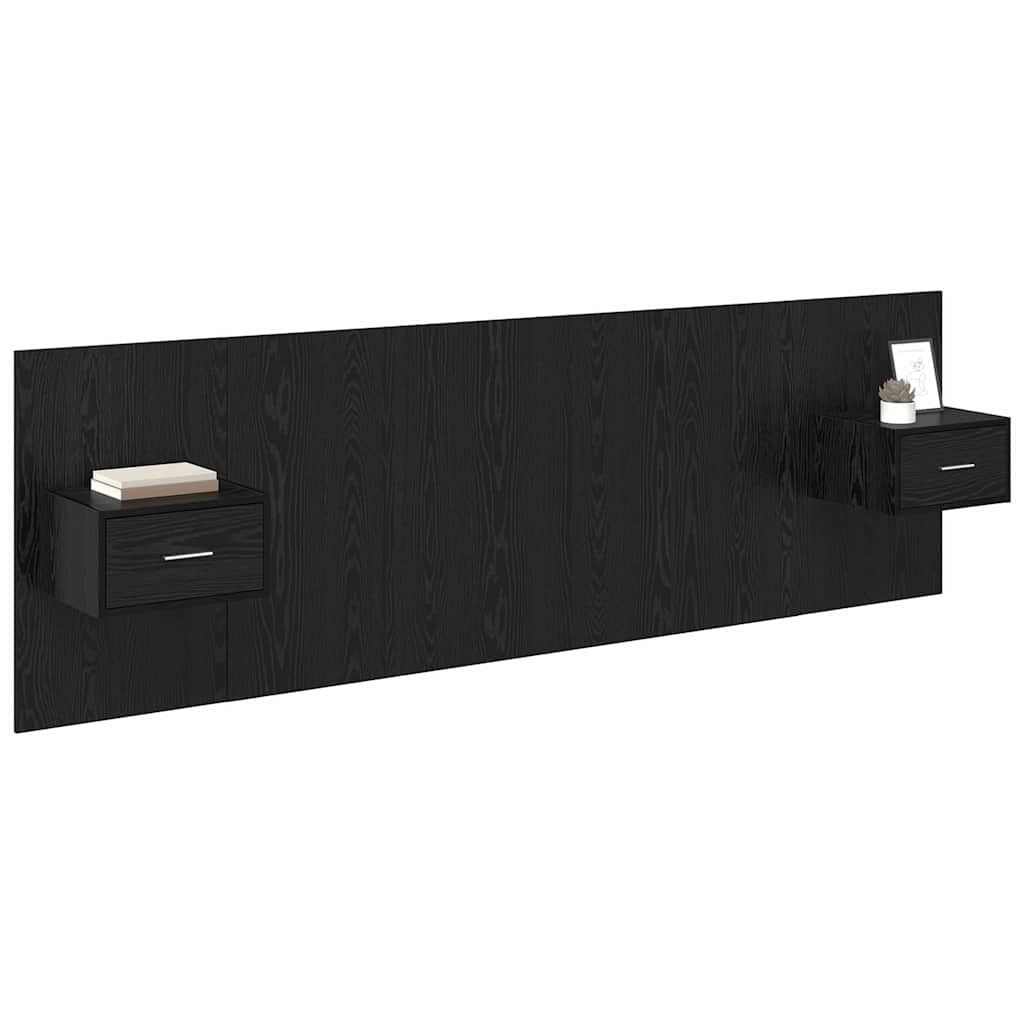 vidaXL Kopfteil mit Schrank 3 Stück Schwarz Eichen-Optik Holzwerkstoff