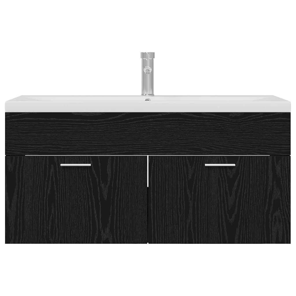 vidaXL Badezimmerschrank Schwarz Eichen-Optik 100 x 38,5 x 46 cm