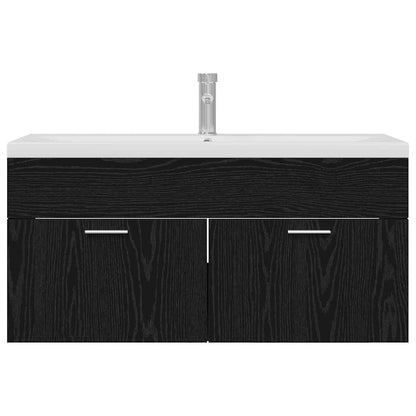 vidaXL Badezimmerschrank Schwarz Eichen-Optik 100 x 38,5 x 46 cm