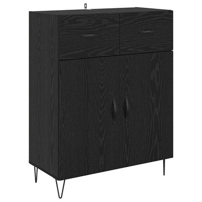 Highboard 2 Stück Schwarz Eichen-Optik Ingenieurholz und Glas