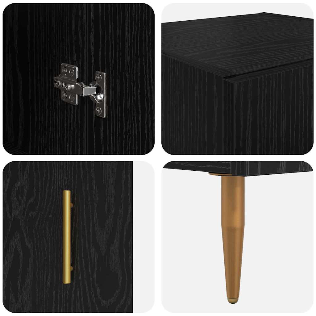 vidaXL Highboard 2 pcs Schwarz Eichen-Optik Glas
