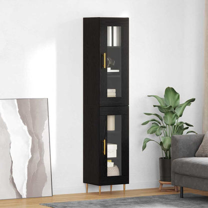 vidaXL Highboard 2 pcs Schwarz Eichen-Optik Glas