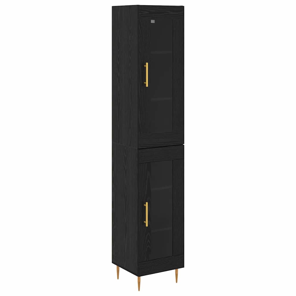 vidaXL Highboard 2 pcs Schwarz Eichen-Optik Glas