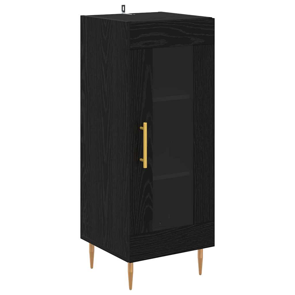 vidaXL Highboard 2 pcs Schwarz Eichen-Optik Glas