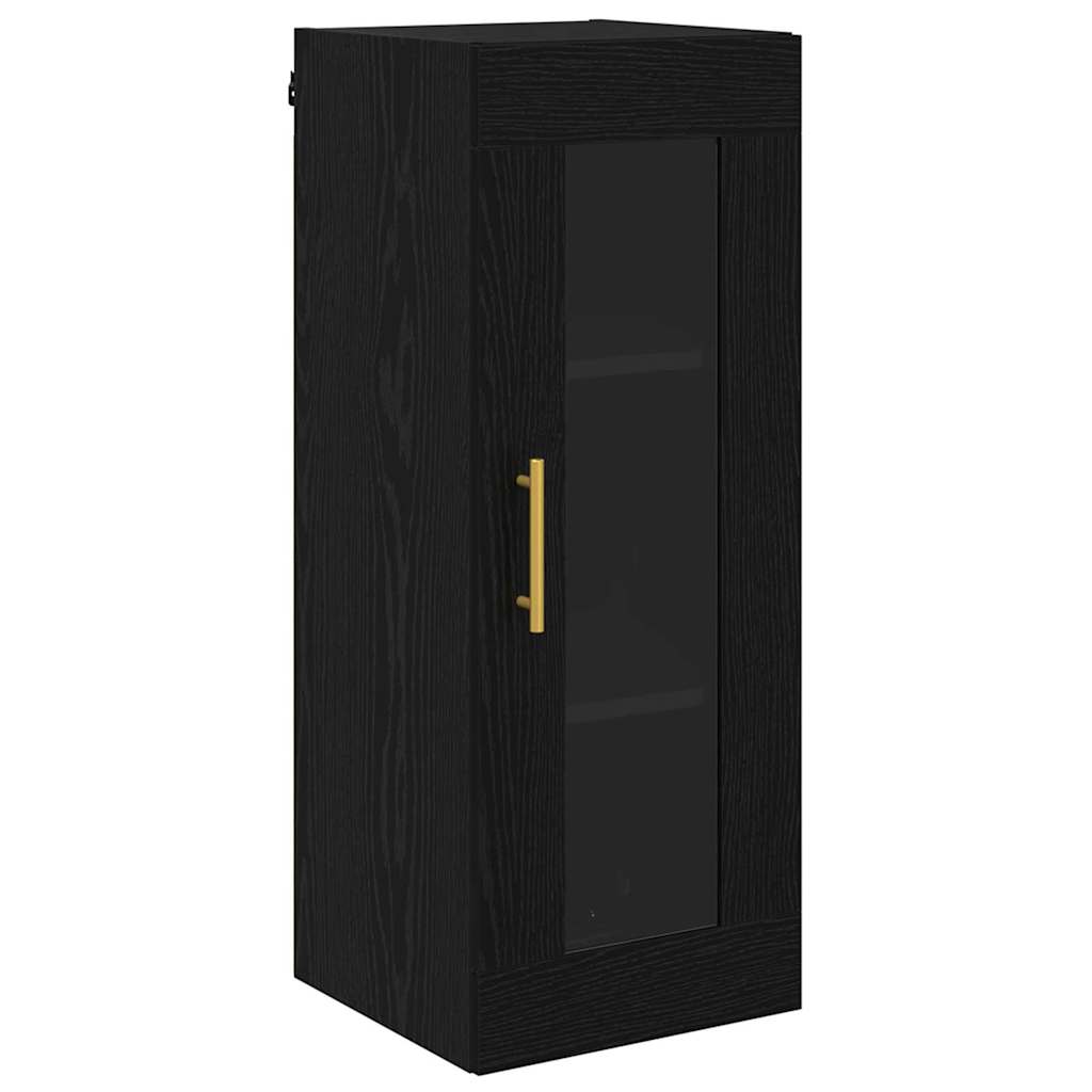 vidaXL Highboard 2 pcs Schwarz Eichen-Optik Glas