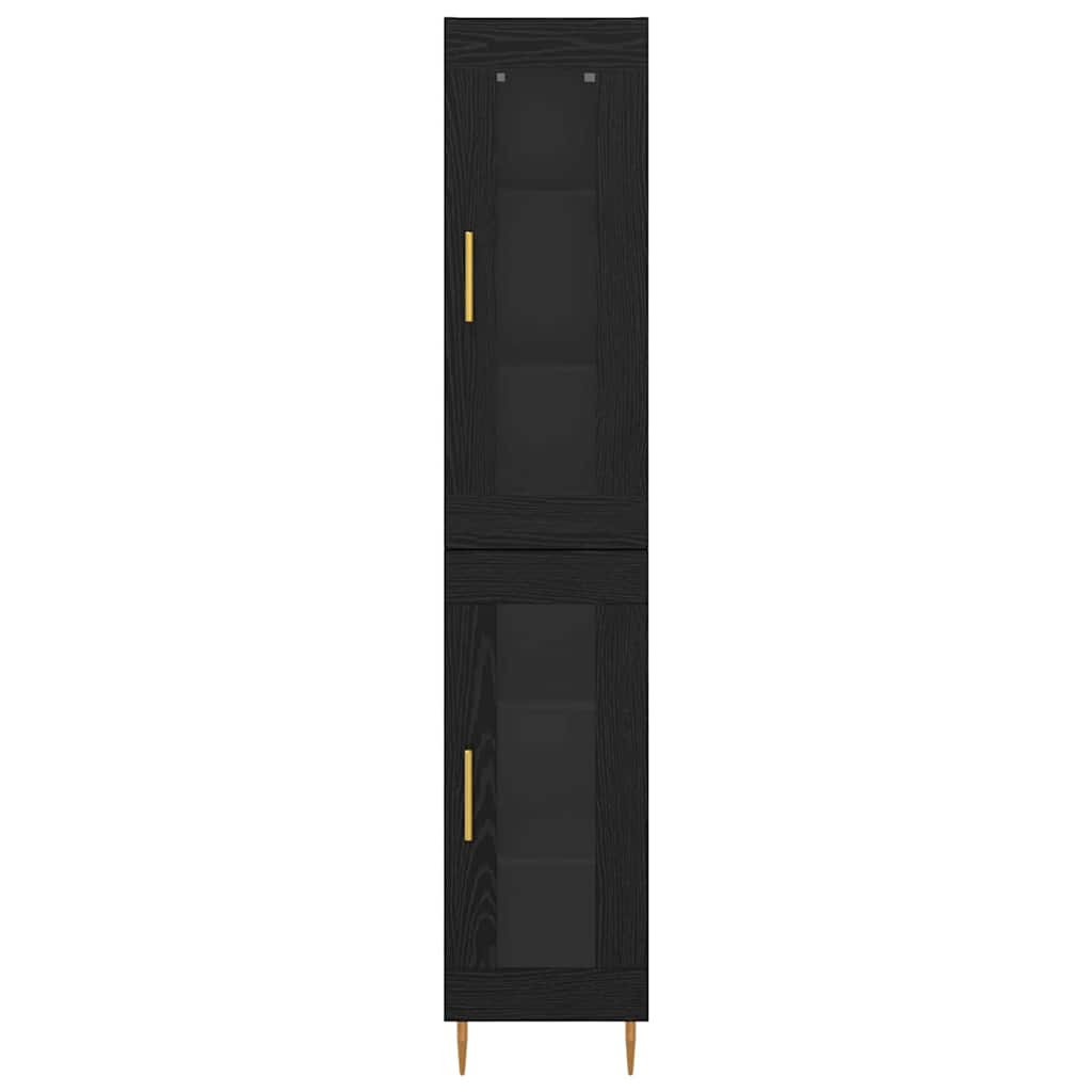 vidaXL Highboard 2 pcs Schwarz Eichen-Optik Glas